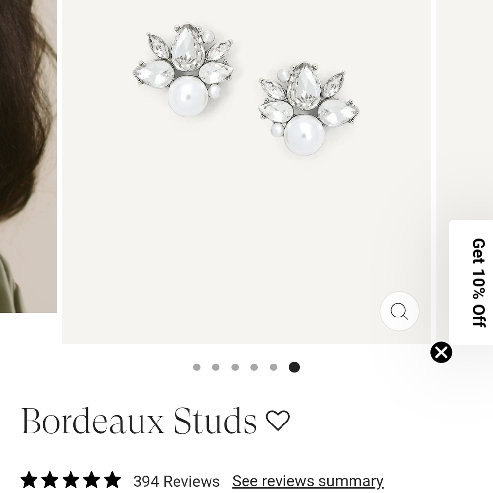 Bordeaux Silver and White Crystal Stud Earrings